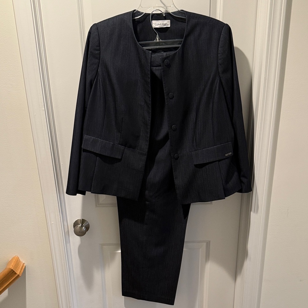 Calvin Klein Denim-Look Suit Set (Mixed Sizes: 16W Jacket / 18W Pants)
